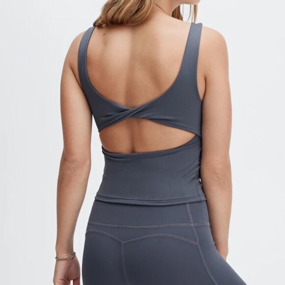 Fabletics Oasis Twist Built In Bra Tank Pewter 1X - Picture 3 of 7